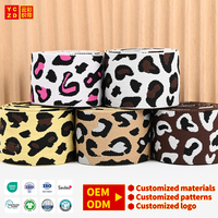 Fabricants de bandes élastiques personnalisées en jacquard avec logo, bandes élastiques en tissu léopard POLY pour sous-vêtements, conçues par des fabricants OEM de vêtements.