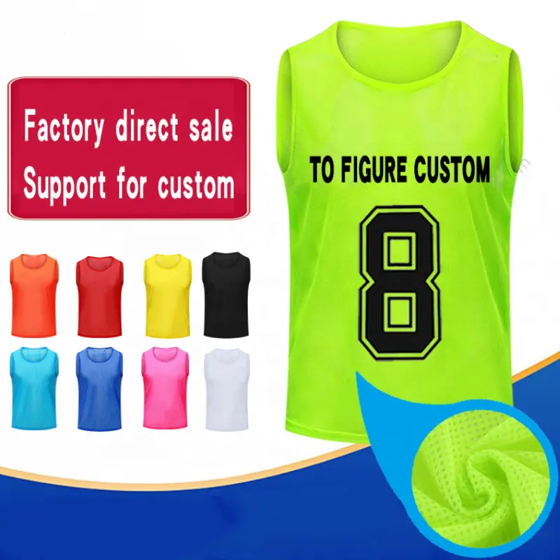 Factory direct sale soccer jersey Custom soccer training vest cheap football vest team vest mesh soccer training bibs