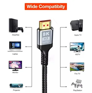Kabel Audio Video Logam Lapis Emas Premium Movil A Kabel Kabel Tv Cabo HD Cavo Mendukung 2.1 OEM 4K 120Hz 8K 60Hz Ke Kabel HDMi