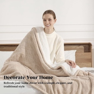 Couverture chauffante électrique double pour l'hiver, usage domestique, 62"x84", motif blé, flanelle ultra-douce, sherpa épais, <span class=keywords><strong>réversible</strong></span>, 5 niveaux de chaleur - Product Image 2
