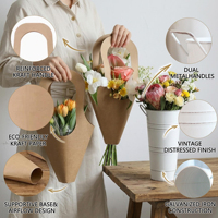 Kit de bar à fleurs : seaux, fournitures florales, panneaux en bois, seaux en fer, sacs cadeaux, ciseaux, rubans colorés pour mariages, célébrations et fêtes