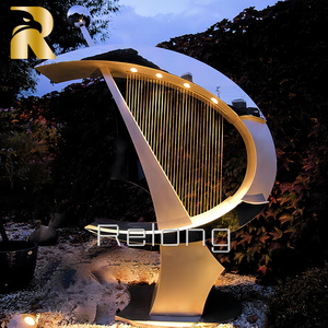 Fontaine cascade moderne en acier inoxydable RELONG, sculpture d'art métallique, design personnalisé pour parc et jardin extérieur - Product Image 5