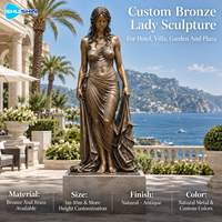 Sculpture élégante de dame en bronze, moulage à la cire perdue, statue personnalisée de figure féminine, décoration extérieure durable pour hôtel, villa, jardin, place publique