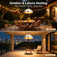 Lampe Chauffante Halogène Suspendue pour Plafond, 600W-900W-1500W, Corps en Aluminium et Fer, Idéale pour la Maison, la Terrasse et les Restaurants