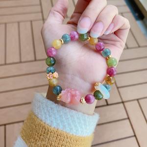 Piedra curativa para mujer, regalo de Año Nuevo, joyería optimizada, <span class=keywords><strong>pulsera</strong></span> con cuentas de turmalina con abalorios de Calcedonia, <span class=keywords><strong>pulsera</strong></span>, joyería - Product Image 4