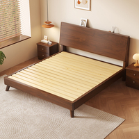 Lit double en bois massif de style nordique pour chambre principale, cadre de lit simple de style minimaliste en bois naturel pour petits appartements, fabriqué en Chine