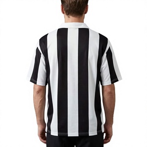 Polo de Manga Corta a Rayas Blancas y Negras para Hombre, Corte Regular, Diseño Casual con Cuello Tejido, Lavado Enzimático, Transpirable y Antiarrugas - Product Image 5
