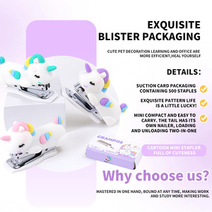 Lot de Agrafeuses Licorne Cartoon en Gros, Emballage Blister, Agrafeuse avec Agrafes pour Étudiants, Fournitures Promotionnelles pour Magasins de Cadeaux - Product Image 3