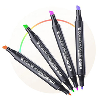 STA Marqueurs d'art à double tête à base d'alcool Couleur d'encre permanente avec embouts plats ronds pour les concepteurs et l'écriture sur papier