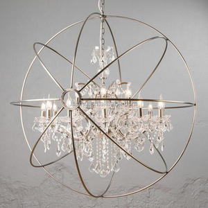 Lampadario in cristallo Orb 18 luci in ferro battuto <span class=keywords><strong>rococò</strong></span> del 19 ° secolo per ristorante - Product Image 6