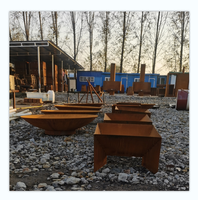 Foyer en acier corten barbecue barbecue poêle à bois jardin extérieur barbecue table ronde et chaise foyer en métal