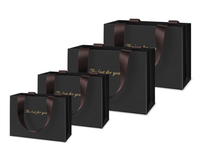 Sacs cadeaux en papier noir mat de luxe avec poignée en ruban, sacs de shopping rigides en carton pour chaussures et vêtements pour hommes, emballage de vente au détail