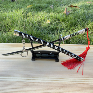 Raw-HX 23cm stampa candeggina Anime Mini Katana moda portachiavi in metallo spada con funzione Pop-up ispirato alla cacciatrice di demoni - Product Image 2