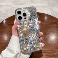 Mode mignon papillon incrusté de diamants fleur marque coque de téléphone étuis de téléphone portable colorés pour les filles