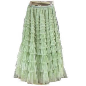 Jupe élégante taille haute en soie blanche pour femme, nouvelle collection été, amincissante, coupe A, grande taille, unie, effet superposé - Product Image 6