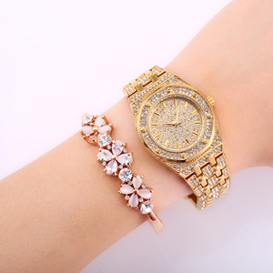 Montre pour femmes à la mode et luxueuse, étanche, entièrement sertie de diamants, disponible en stock - Product Image 5