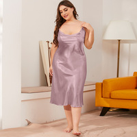 Robe de nuit tissée respirante 100 % polyester pour femme, grande taille, style vintage simple, couleur unie, confortable, vente en gros