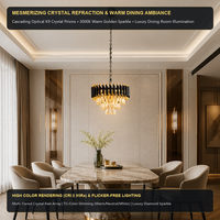 Lustre moderne de luxe en cristal noir et or, luminaire suspendu rond pour salle à manger et hôtel