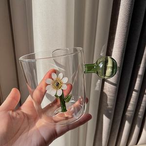 Taza de agua de vidrio de borosilicato alto estilo de dibujos animados tridimensional para el hogar moderno lindo diseño de una sola capa para fiestas para beber - Product Image 6