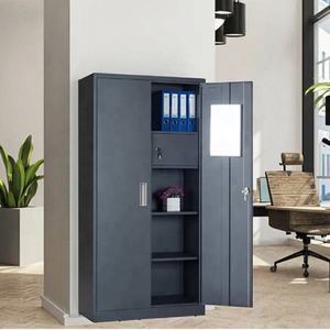 Armoire à dossiers en acier noir, mobilier de bureau en acier noir, armoire en métal noir, armoire à dossiers avec coffre-fort - Product Image 4
