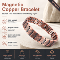 Joyería Magnética de Cobre Puro, Joyería de Terapia Magnética, Brazalete de Cadena Vintage con Paneles Grabados, Venta al Por Mayor, Personalizado, al Por Mayor