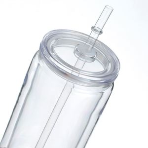 Lot de 25/50 gobelets double paroi en plastique sans BPA de 16 oz, type boule à neige, avec trous pré-percés, couvercles transparents et pailles, pour fêtes - Product Image 4