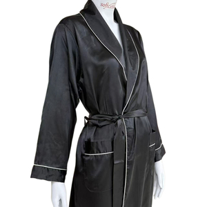 Beautiful Polyester Silk Robe Custom logo Silk Bathrobe Sexy Satin Kimono Peignoir De Bain <strong>Dressing</strong> <strong>Gown</strong> Bathrobe - Product Image 3