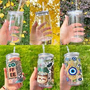 Vaso Irrompible de PET Transparente para Bebidas Frías, Cerveza, 16oz, Plástico Acrílico con Pajita para Transferencia UV DTF, Envío desde Almacén en EE. UU. - Product Image 1