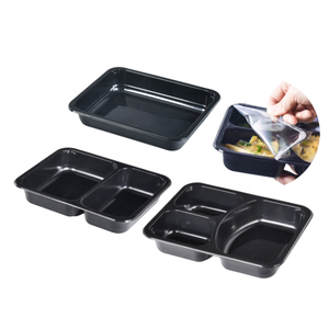 1 2 3 Compartment Oven Black Airline Cpet Ovenable Meal Packaging <strong>Trays</strong> Plastic Bowl CPET <strong>Food</strong> Container with CPET Film - Product Image 1