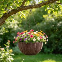 Pot de fleurs suspendu en plastique et panier à motif tressé, écologique et durable pour la maison, le bureau et le jardin