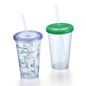 Gobelet en plastique avec paille, cadeau promotionnel pour boissons froides, avec logo personnalisé, fabriqué au Vietnam - Product Image 3