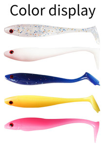 Commercio all'ingrosso 5 colori <span class=keywords><strong>esche</strong></span> morbide richiamo di pesca morbido T coda occhi 3D Silicone richiamo artificiale Swimbait Wobblers Shad Leurre - Product Image 6