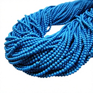 5 CUADROS DE CORDÓN - Cuentas de Turquesa Sintética / Cuentas de Turquesa Redondas Lisas / Tamaño 2mm / Se venden por Hilo de 13 a 14 pulgadas de largo - Product Image 1