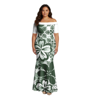 Gaun Putri Duyung Elegan Cetak Sesuai Permintaan Pakaian Suku Polinesia Puletasi Samoa Tapa Bunga Gaun Aloha Hawaii Wanita Kustom