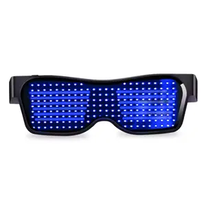 眼镜魔术发光二极管RGB闪亮智能眼镜派对应用可编程无线USB充电发光眼镜