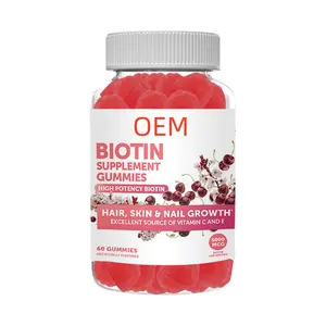 Sıcak satış OEM Vegan Biotin Gummies-C vitamini ve e-non-gmo biyotin Gummies ile saç cilt ve tırnak vitaminleri