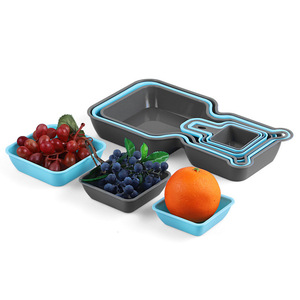10 Pack Divided Meal Snack Plate Plastic Salad Dry Fruit Tableware Food Storage Serving Basket Tray Dish Bowl Platter With Box
