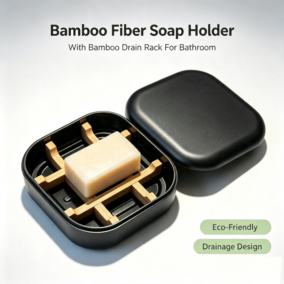 Accessory Customization Bar Customized Logo Bamboo Fiber Black bar Soap Holder Bathroom Accessories ...