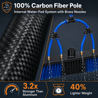 Kit de Cepillos para Limpieza de Paneles Solares, Palo Telescópico de Fibra de Carbono con Alimentación de Agua, Limpiador de Ventanas Fotovoltaicas, OEM Personalizado