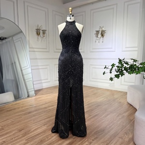 Abito da sera a sirena <span class=keywords><strong>nero</strong></span> Serene Hill LA60776 con scollo all'americana, senza maniche, con frange e <span class=keywords><strong>spacco</strong></span>, lussuoso abito da festa per donna - Product Image 5