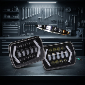 ไฟหน้า LED ทรงสี่เหลี่ยม 7 นิ้ว 5x7 55W ไฟสูง/ต่ำ พร้อมไฟเลี้ยวแบบลูกศรและไฟ DRL สำหรับรถบรรทุก ไฟทำงาน รถยนต์ 4x4 ออฟโรด - Product Image 3