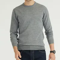 Китайский производитель, вышитый на заказ мужской 100% мериносовый шерстяной простой мужской вязаный пуловер с круглым вырезом, свитеры для мужчин