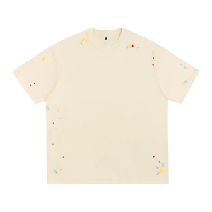 เสื้อยืดผู้ชายสไตล์ดิสเทรส พิมพ์ลายสาดสีทั่วตัว ผ้าฝ้ายออร์แกนิค 100% แบบถัก - Product Image 1