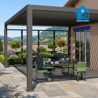 Pergola bioclimatique en aluminium Sweet Home avec commande motorisée, lames orientables, toit solide, auvent personnalisé pour balcon et terrasse extérieure