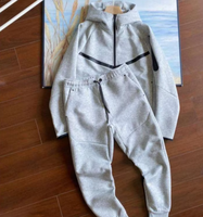 Ensemble de survêtement personnalisé pour homme 2 pièces avec veste à capuche zippée et pantalon de jogging, bande contrastante, vêtements de sport, fournisseur OEM ODM B2B en gros