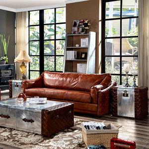 Su misura industriale <span class=keywords><strong>per</strong></span> il tronco in vera pelle in alluminio antico soggiorno lato del tavolo <span class=keywords><strong>mobile</strong></span> armadietto <span class=keywords><strong>ad</strong></span> <span class=keywords><strong>angolo</strong></span> di stoccaggio della casa - Product Image 2