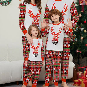 Customized Low Reindeer Head Printed Christmas Home Pajamas <strong>Family</strong> Home Wear Women Long Sleeve Home <strong>Clothes</strong> <strong>Set</strong> - Product Image 1