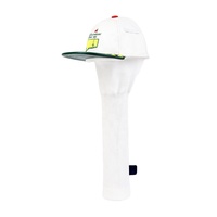 Cubierta de cabeza de conductor de golf de cuero PU blanco de marca al por mayor hecha a medida forma de sombrero con logotipo bordado de calcetín largo para palos de golf