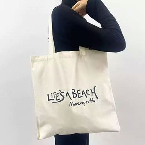 Personalized Heavy Duty <b>Canvas</b>/Cotton Tote Bags with Zipper Medium Size Full Color Custom Printed Logo Reusable Shopping Bags - Product Image 3