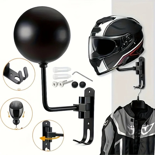Wholesale Custom Motorcycle Helmet Storage Rack Swivel Wall Shelf Helmet and Jacket Hanger Metal Hook Metal Shelves Perfect Gift
